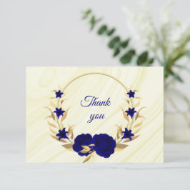 Cartão De Agradecimento coroa azul real dourada coroa