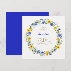 Cartão De Agradecimento Coroa de Flores Silvestres Azul Amarelo Lavanda