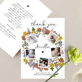 Cartão De Agradecimento Coroa de Flores Silvestres Boho Foto Colagem Chás
