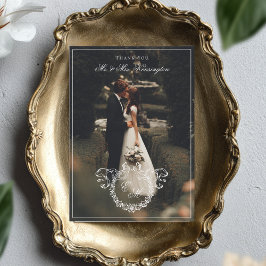 Cartão De Agradecimento Coroa de Monograma de Casamento Elegante Foto Comp
