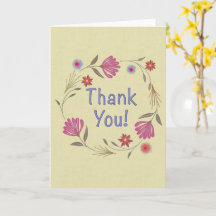 Cartão de Agradecimento Coroa Floral Dourado Rosa