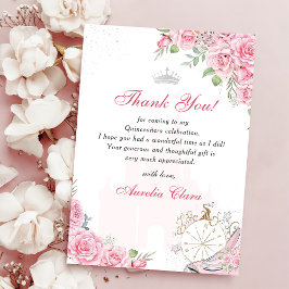 Cartão de Agradecimento Coroa Floral Rosa Quincean