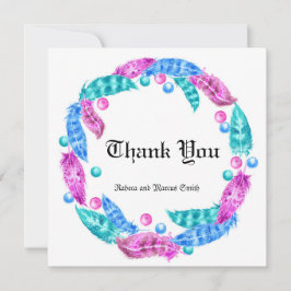 Cartão De Agradecimento Coroa florescente boho, elegância de cores vívidas