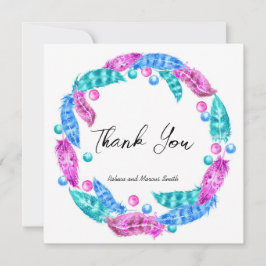 Cartão De Agradecimento Coroa florescente boho, elegância de cores vívidas