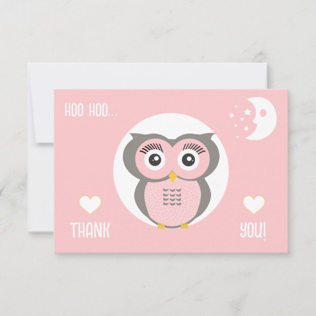 Cartão De Agradecimento Coruja Geométrica Estilizada Roxa (Frente)