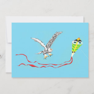 Cartão De Agradecimento Coruja nevado e papagaio