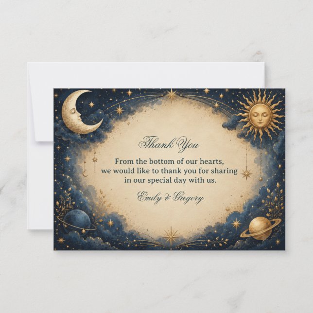 Cartão De Agradecimento Cósmico Vintage Celestial (Frente)