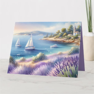 Cartão De Agradecimento Costa Mediterrânea de Lavanda com Velas