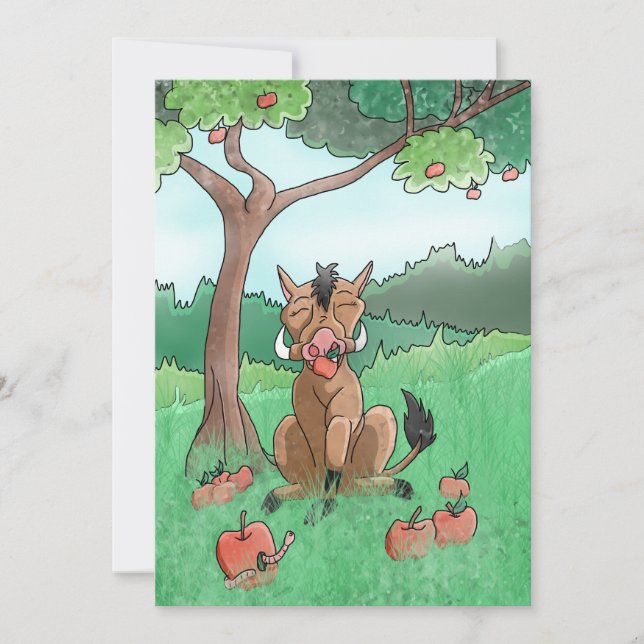 Cartão De Agradecimento Costeleta de carne de porco e suas maçãs (Frente)