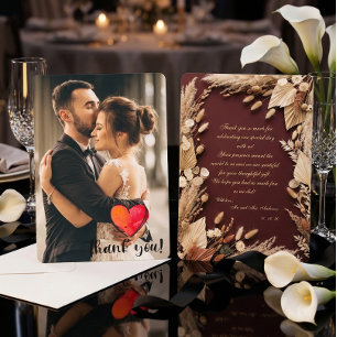 Cartão De Agradecimento Costume Romântico Foto Floral Boho Rústico