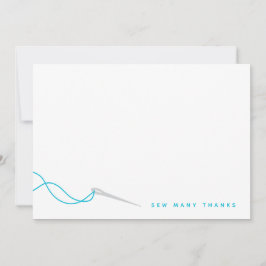 Cartão De Agradecimento Costurando Cinzas Azuis Ilustradas Obrigado