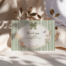 Cartão De Agradecimento Cottage Green Bow Frame Baby Shower