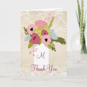 Cartão De Agradecimento Country Burlap Lace Mason Jar Obrigado