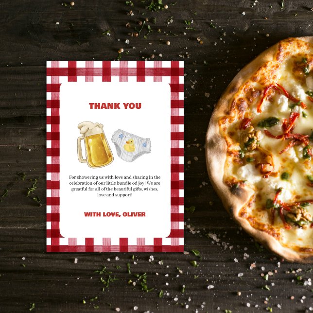 Cartão De Agradecimento Country Huggies Chuggies Beer Diaper Baby Shower  (Country Huggies Chuggies Beer Diaper Baby Shower Thank You Card)