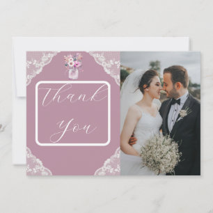 Cartão De Agradecimento Country Lace Mason Jar Pink