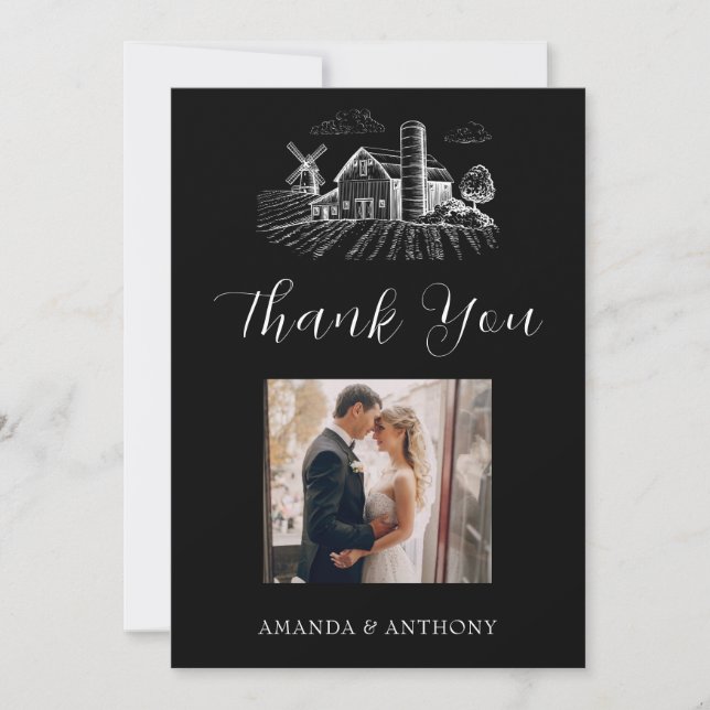 Cartão De Agradecimento Country Western Barn Wedding  (Frente)