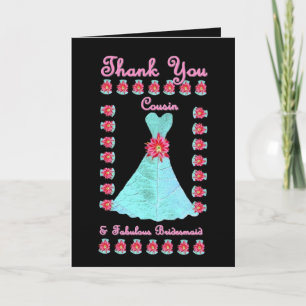 Cartão De Agradecimento COUSIN Bridesmaid THANK YOU - Blue Gown