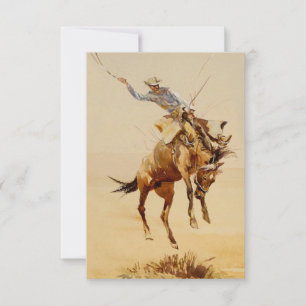 Cartão De Agradecimento Cowboy em um Cavalo Empinando #2 por Edward Borein