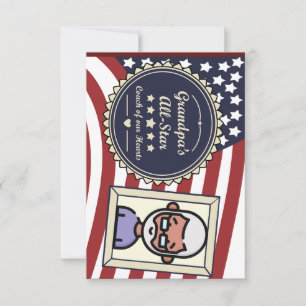 Cartão De Agradecimento Crachá All-Star USA Flag do Avô