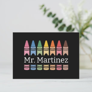 Cartão De Agradecimento Crayon Personalizado Nome do Professor Fofo Volta 