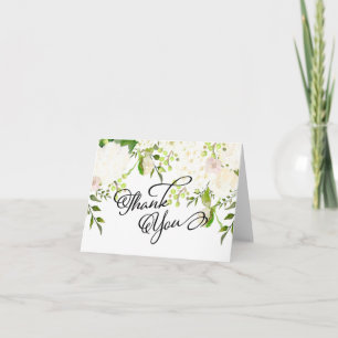 Cartão De Agradecimento Cream and white hydrangea Floral thank you card