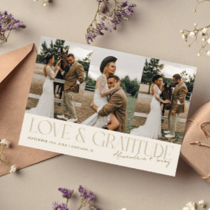 Cartão De Agradecimento Creme de Amor & Gratidão Casamento Multi Foto