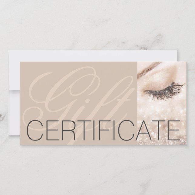 Cartão De Agradecimento Creme de Certificado de Presente de Lashes Longos (Frente)