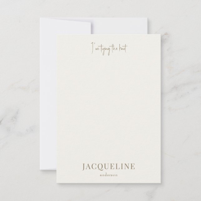 Cartão De Agradecimento Creme Eu sou Chá Casando (Frente)