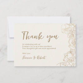 Cartão De Agradecimento Creme Marfim Dourado Botânico