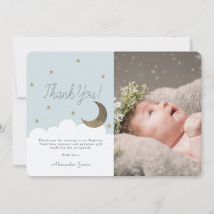 Cartão De Agradecimento Crescent Moon & Stars Baby Blue Boy Photo