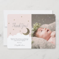 Crescent Moon & Stars Pink Girl Foto Baptism