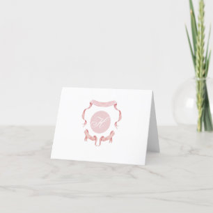 Cartão De Agradecimento Crest Monograma Logotipo de Fita Aquarela Obrigado