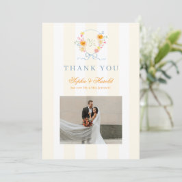 Cartão De Agradecimento Crestão de Arco Floral Monograma Casamento de Prim