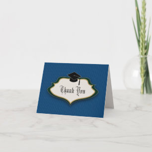 Cartão De Agradecimento Crested Graduation Thank You: Navy Blue