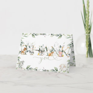 Cartão De Agradecimento Criações Chic Animais de Criação Chá de fraldas Ve