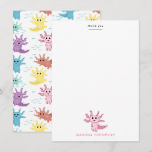 Cartão De Agradecimento Crianças Axolotl Crianças Salamandra Fofa Menina