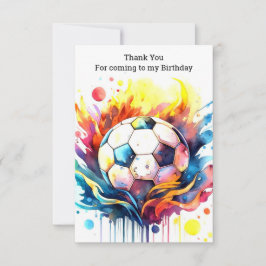 Cartão De Agradecimento Crianças Coloridas De Futebol Aquarela Aniversário