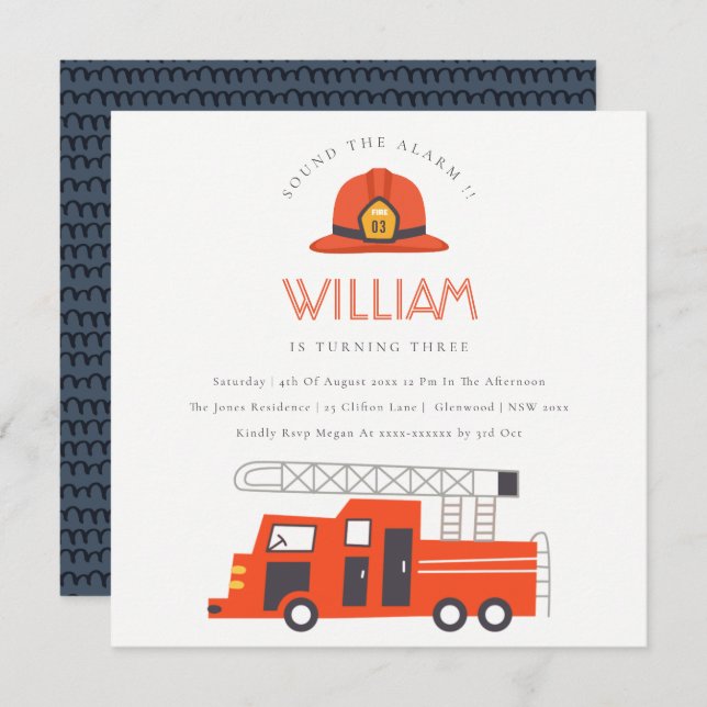 Cartão De Agradecimento Crianças De Bombeiros Vermelhos Qualquer Idade Que (Frente/Verso)