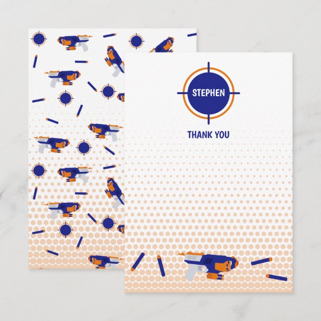 Cartão De Agradecimento Crianças-Padrão Alvo de Meninos da Guerra da Arma (Frente/Verso)