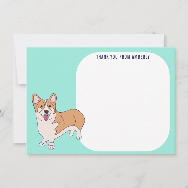 Cartão De Agradecimento Crianças Painel Plano Corgi Obrigado (Frente)