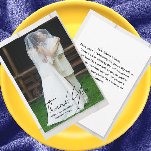 Cartão De Agradecimento Crie seu próprio casamento de fotos simples com sc