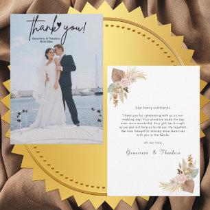 Cartão De Agradecimento Crie Seu Próprio Script Chic Elegante Foto Casamen