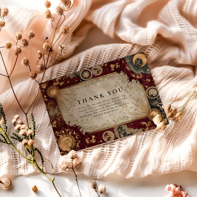 Cartão De Agradecimento Crimson Celestial Baroque Wedding (Criador carregado)