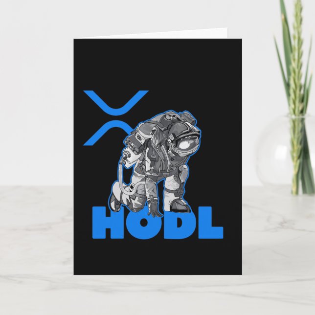 Cartão De Agradecimento Criptomoeda XRP Ripple - Astronaut-HODL de Criptom (Frente)