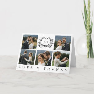 Cartão De Agradecimento Crista de Caligrafia Minimalista Moderna monograma