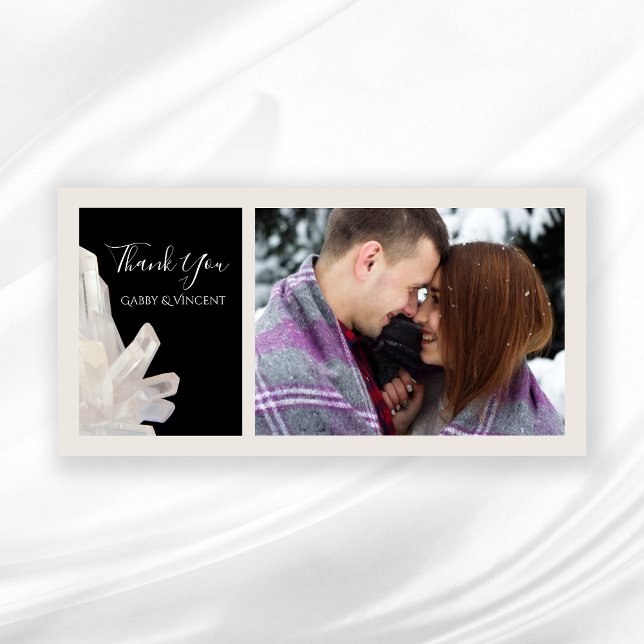 Cartão De Agradecimento Cristais Brancos no Casamento Negro Obrigado (Criador carregado)