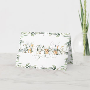 Cartão De Agradecimento Cristo Greenerescente Selvagem Chá de fraldas Aniv