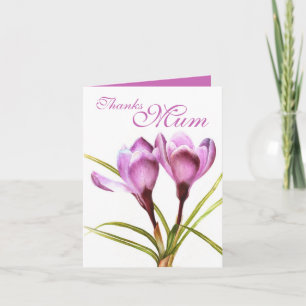 Cartão De Agradecimento Crocus flor aquarela Obrigados Mãe roxo