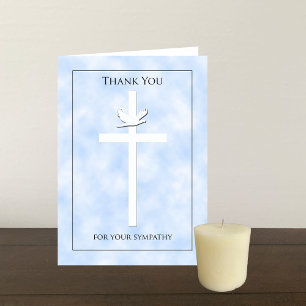 Cartão De Agradecimento Cross and Dove Sympathy Thank You Note Card