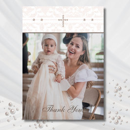 Cartão De Agradecimento Cross Christian Baptism Photo Thank You Card